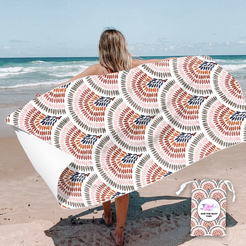 Picture of New Cross-Border Amazon European and American Double-Sided Velvet Quick-Drying Bath Towel Customizable Printed Towel Beach Swimming Beach Towel