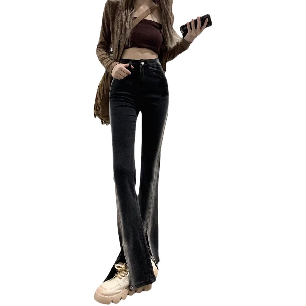 Black Ripped Jeans for Women, Plus Size, High-Waisted, Slimming, Tight-Fitting, Ankle-Length, Versatile and Sexy