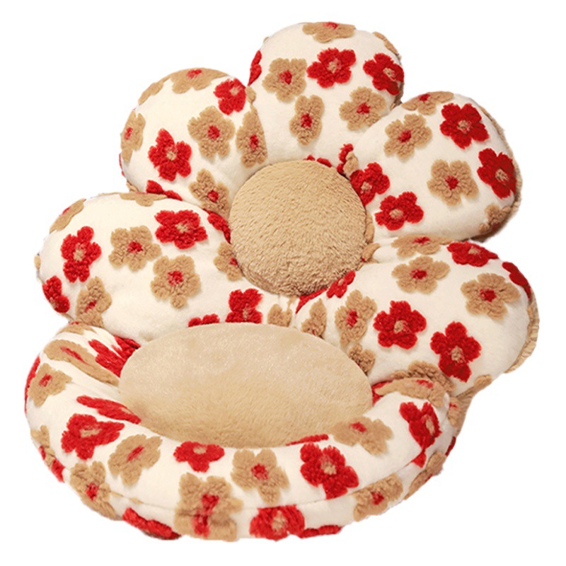 Flower Cushion Butt Cushion Backrest Integrated Office Sedentary Chair Cushion Waist Cushion Student Dormitory Seat Cushion Winter