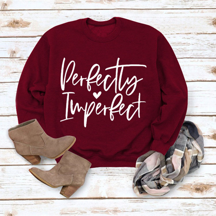 Picture of Amazon Wish Cross-Border Autumn and Winter Fashion Perfect Imperfect Letter Print Women's Sweatshirt