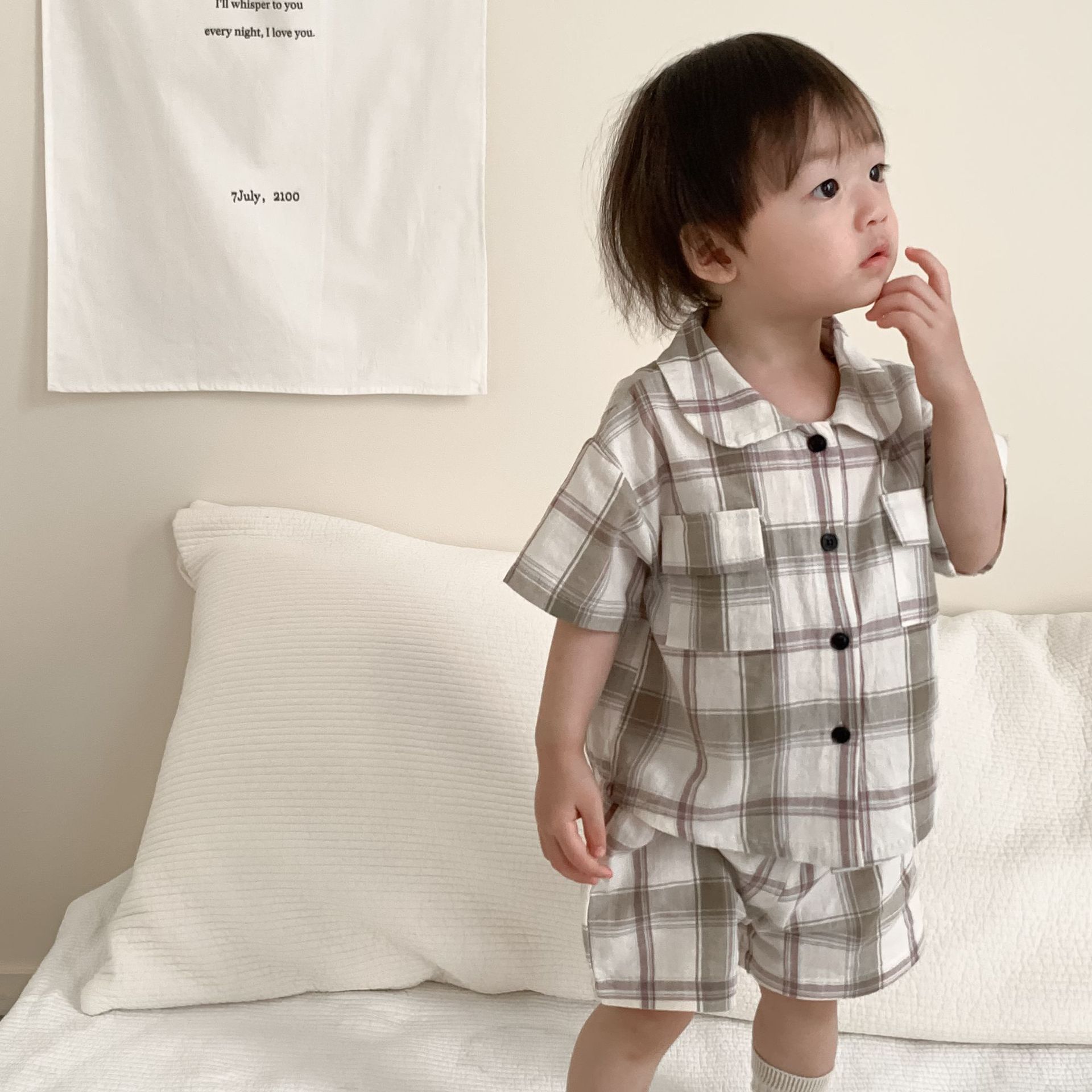 Picture of Boys Summer Suit Thin Korean Style Kidsren's Clothing Two-Piece Set Baby Clothes 2025 Summer New Kidsren's Summer Clothing