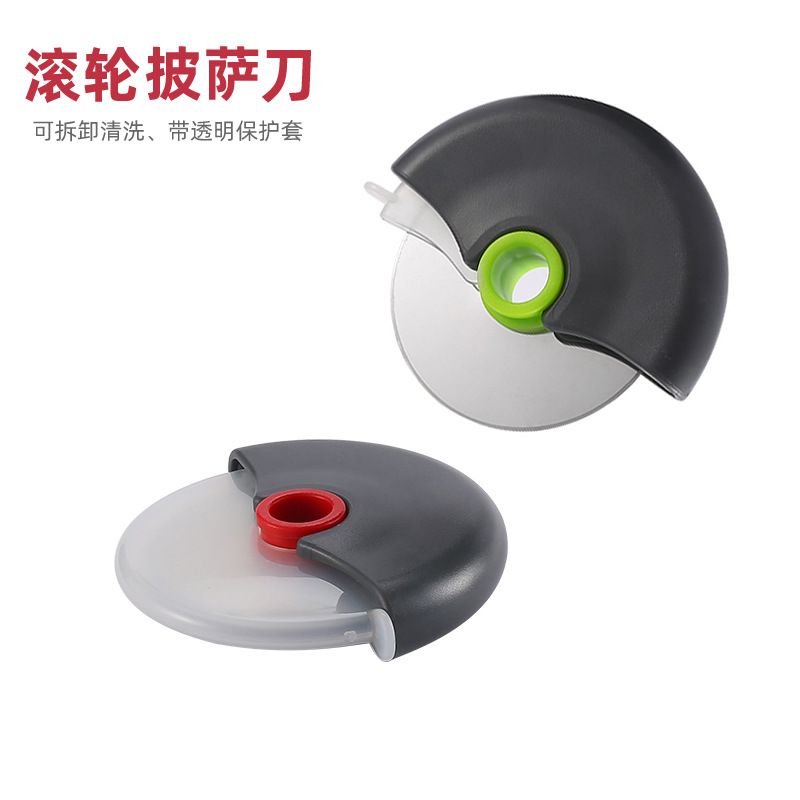 Picture of New pizza cutter with hand guard lid detachable roller cake cutter stainless steel noodle cutter