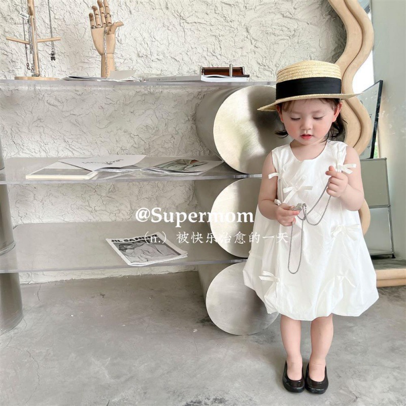 Picture of Children's White Dress 2022 Summer New Girls Korean Style Sweet Fresh Dress Baby Princess Style Thin