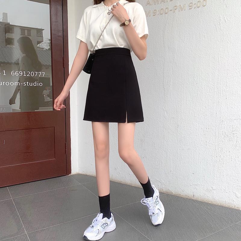 Women's Skirt Summer 2024 New Spring High Waist A- Line Skirt Slimming Hip Skirt Split Black Suit Skirt