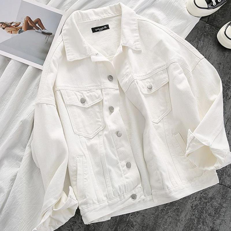 Denim coat spring white Denim coat women's spring 2021 New Korean style loose all-match short top