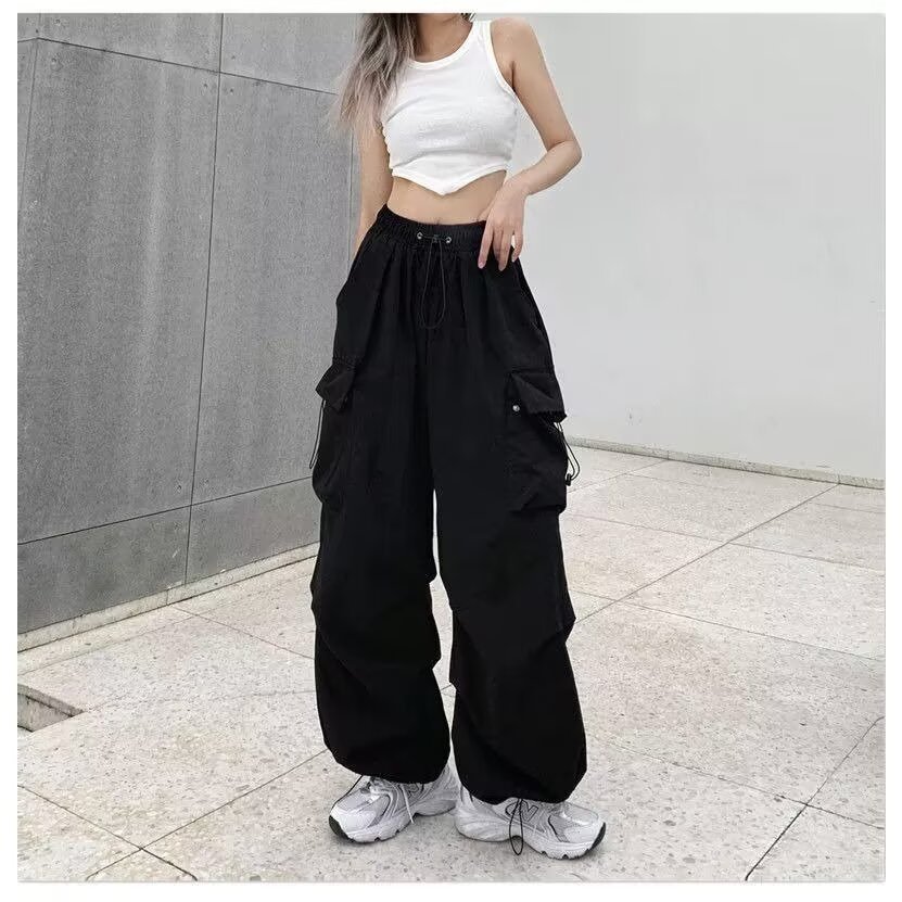 Picture of American Style Spicy Girl Cargo Pants Casual Pants Women Spring Summer Drape Slimming Straight Wide-Leg Pants Floor-Length Long Pants Trendy Wholesale