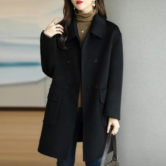 Picture of Woolen Coat Women's 2023 Autumn and Winter New Age-reducing Thickened Korean Style Warm Mid-length Loose Small Women's Coat