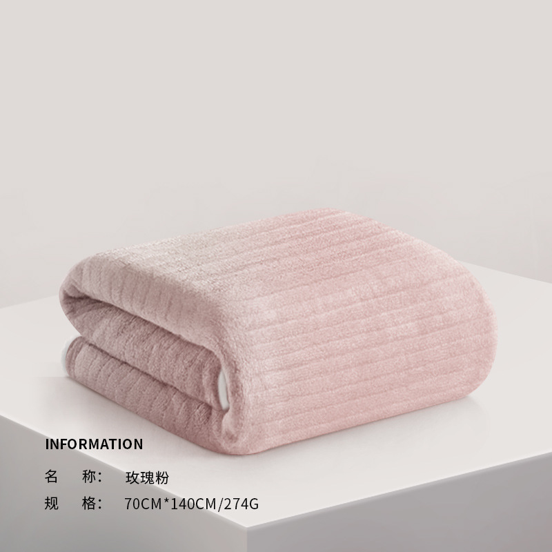 Picture of Sanli Towel Coral Fleece Bath Towel Adult Bath Towel Thickened Striped Bath Towel Wrap Bath Towel Couples Wearing Bath Towel