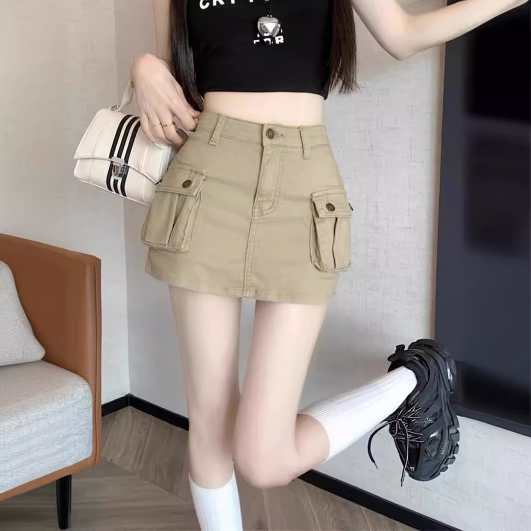 plus size Women's Wear 2024 Spring and Autumn High Waist Workwear Denim Skirt chubby girl Slimming Hip A- Shaped Hip Covering Skirt