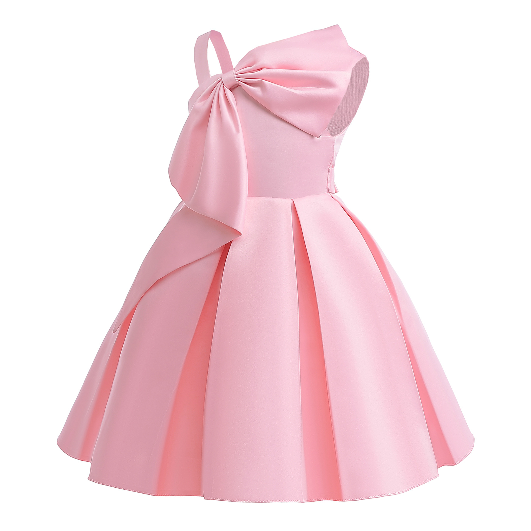 Picture of Girls' dress foreign trade new small black dress children's clothing pink solid color one-shoulder dress Western princess dress children's dress