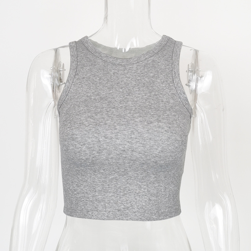 Picture of European and American Ins Sports Short Navel-Baring Sleeveless Top for Women 2025 Summer Cross-Border New Tight-Fitting I-Shaped Vest