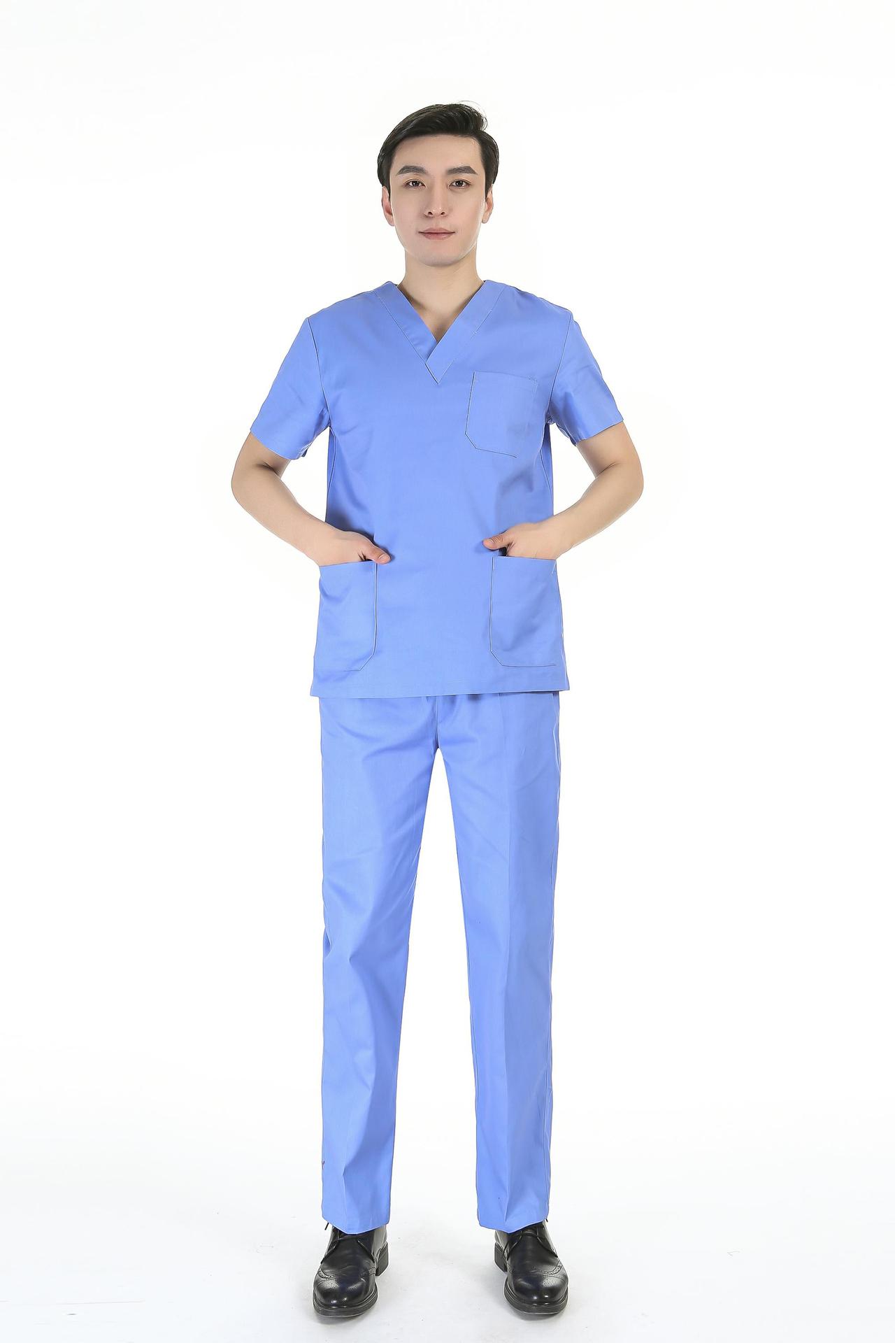 Picture of Women's Two-Piece Scrub Suit for Hospital Nurses, Doctors, Short-Sleeve Beauty Salon Workwear, Surgical Gown, Sweat-Absorbent