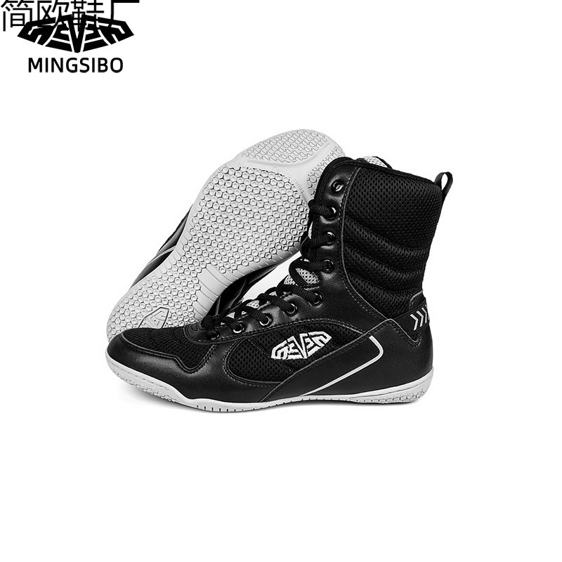 Cross-Border Drop Shipping High-Top Wrestling Boxing Shoes 36-45 Suitable for Various Fitness Comprehensive Training Non-Slip, Breathable,