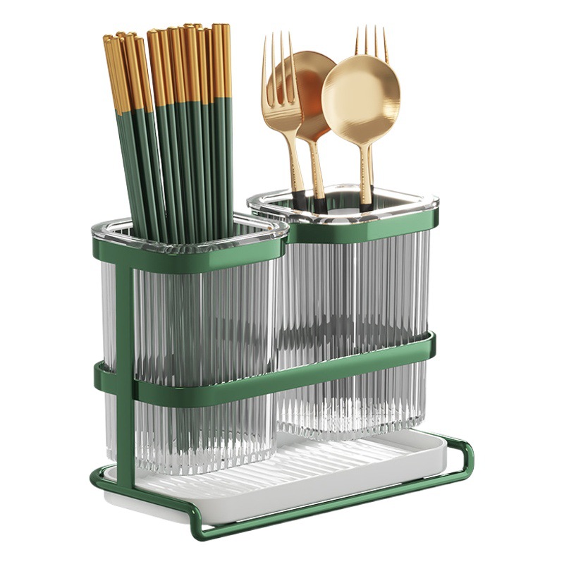 Kitchen Chopsticks Cage Wall Hanging Rack Punch-free Storage Box Tableware Holder Multi-functional Household Chopsticks Cage Drain Rack