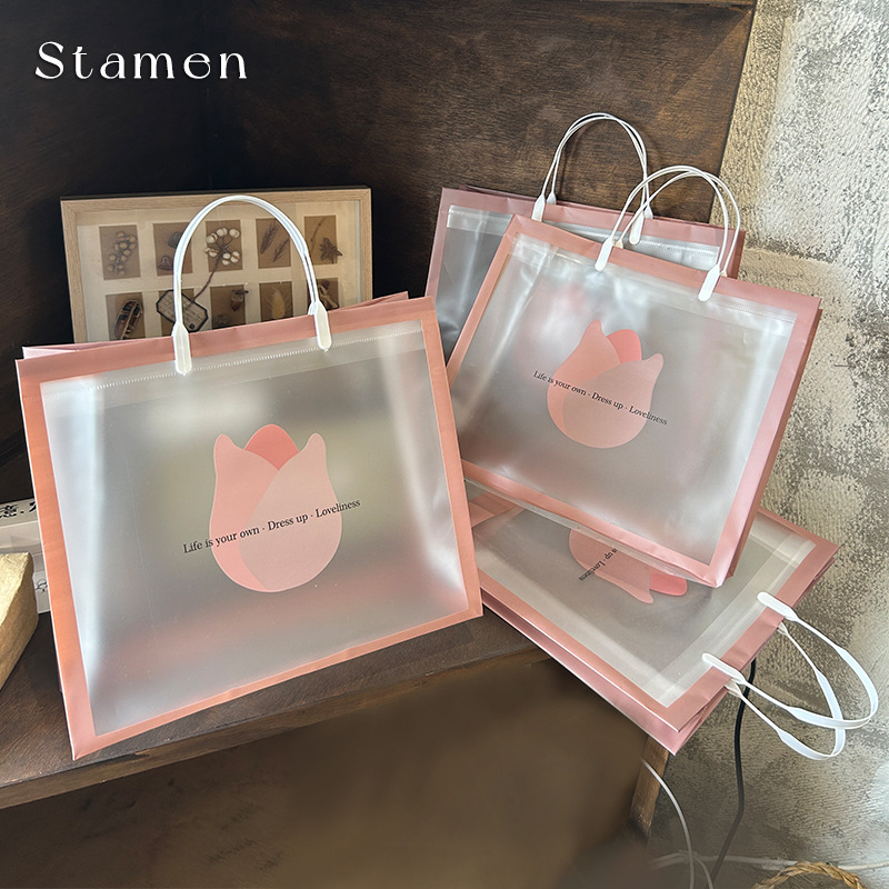 pvc handbag plastic clothing bag clothes portable high sense plastic transparent clothing store bag