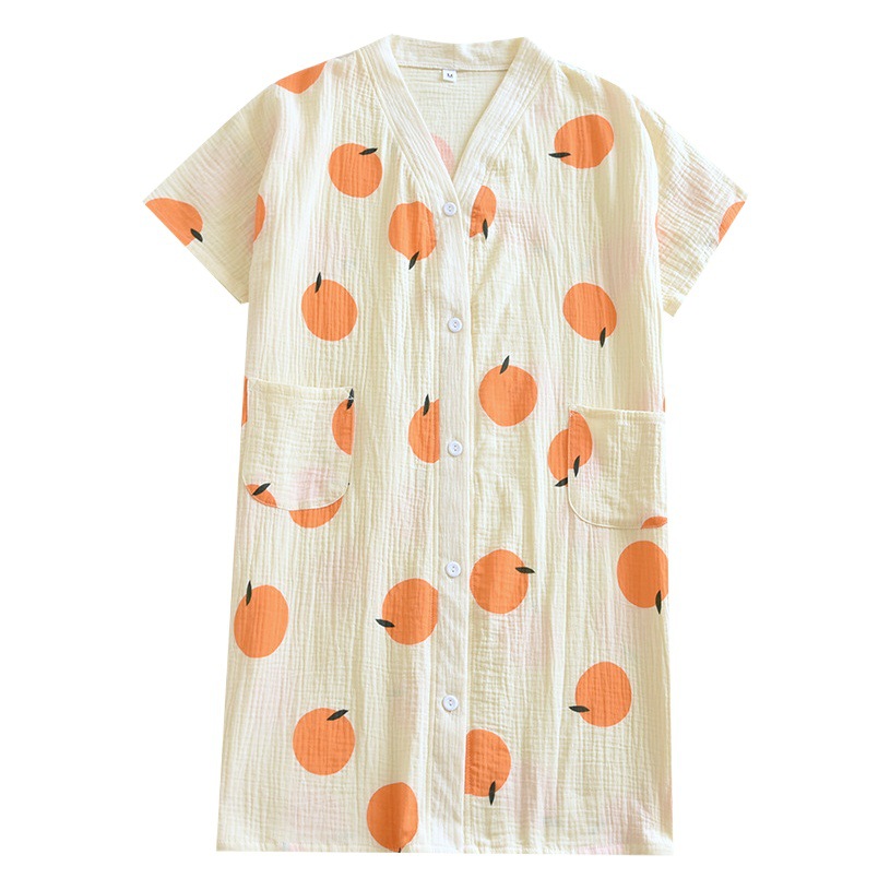 New Summer Thin Cotton Gauze Women's Long Nightgown Women's Home Pure Cotton Pajamas Home Clothes Comfortable