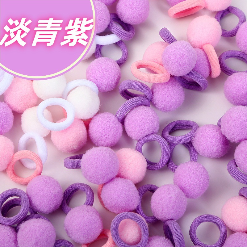 Picture of Children's hair rope plush ball hair ring cute rubber band little girl hair does not hurt hair autumn and winter new hair accessories