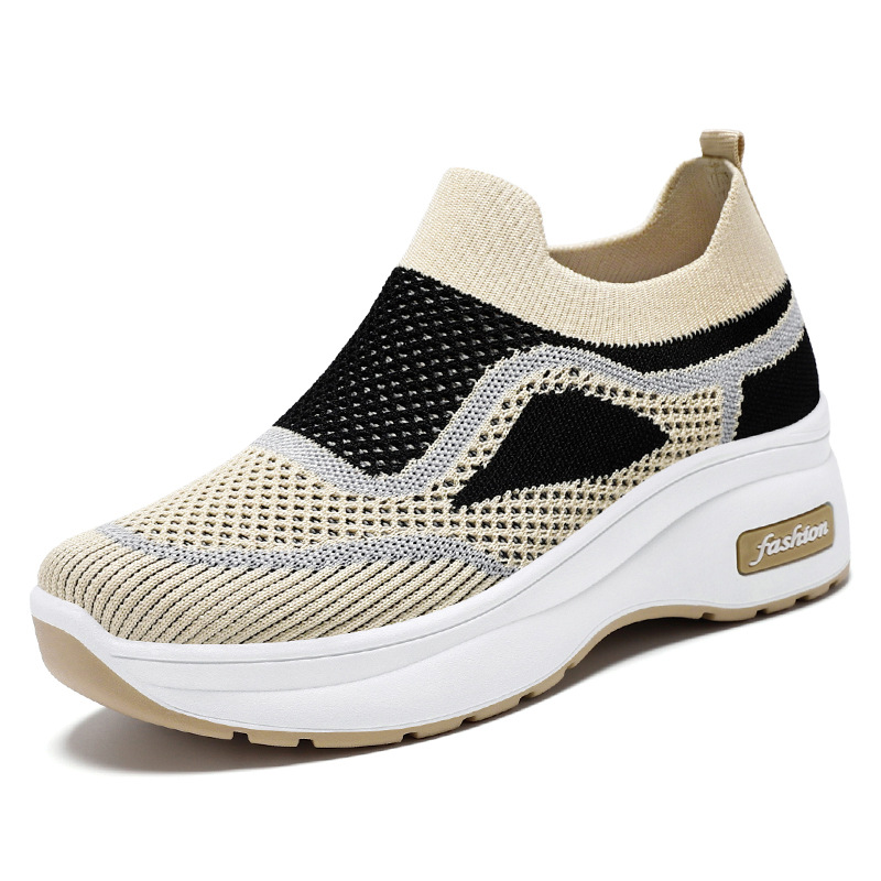 Picture of Women's Shoes, New Autumn Style, Thick-Soled Casual Shoes, Soft-Soled Comfortable Height-Increasing Shoes, Versatile Single Shoes, Fly-Knit Breathable Mesh Shoes