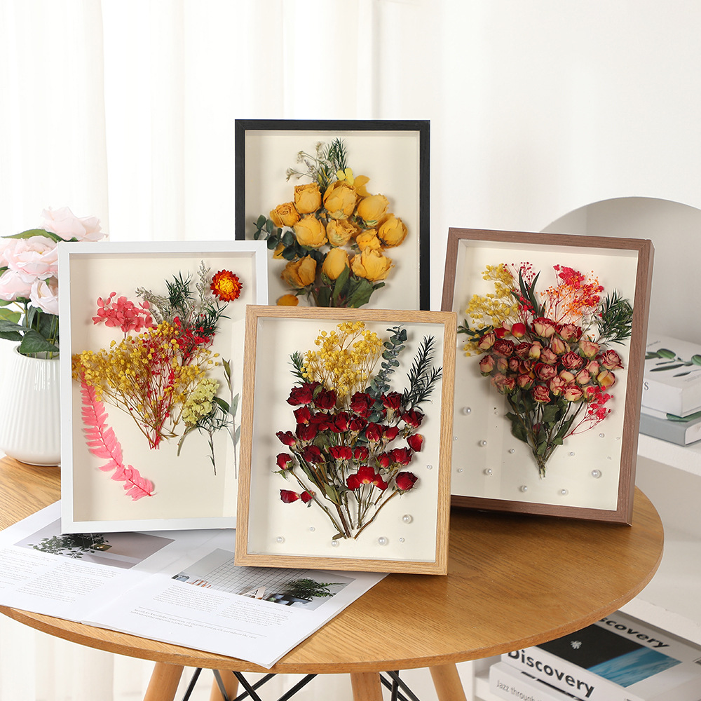 New Stereo Hollow Photo Frame Rose Specimen Home Decoration Ornaments Wall Hanging Handmade DIY Frame Picture Frame