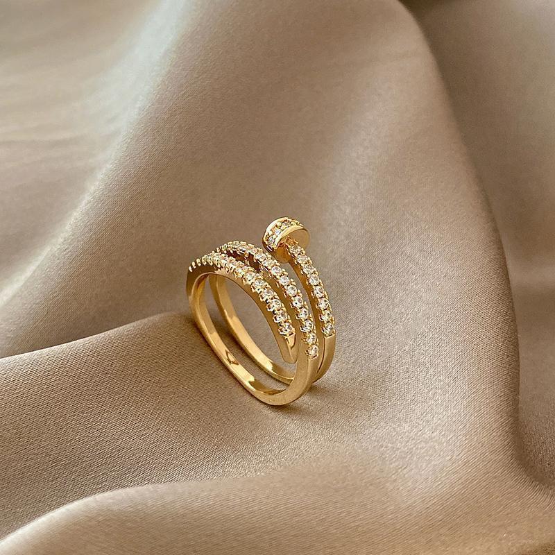 Cross-Border New Versatile Sparkling Diamond Multi-Layer Nail Ring Niche High-End Fashion Cool Style Zircon Open Ring