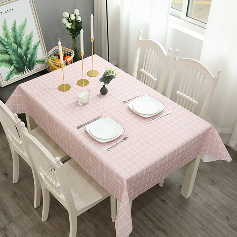 Picture of Home Nordic Tablecloth Modern Simple Style Tablecloth Fruit Anti-scalding Waterproof Oil-proof Disposable PVC Plaid Tablecloth