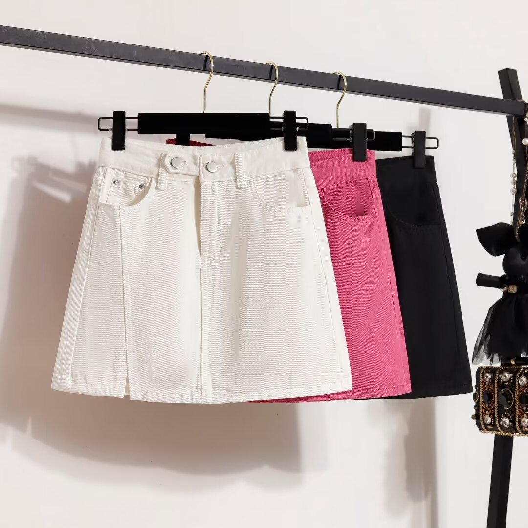 Denim Skirt Skirt Summer 2024 New Korean Style Design Sense A Word Stylish All-match Hip Skirt Ins Trendy