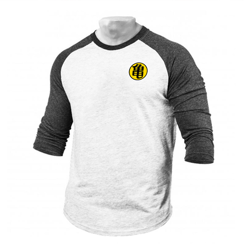 Men's fashion gym rolled iron exercise running fitness cotton seven sleeve animation T-shirt a generation of hair