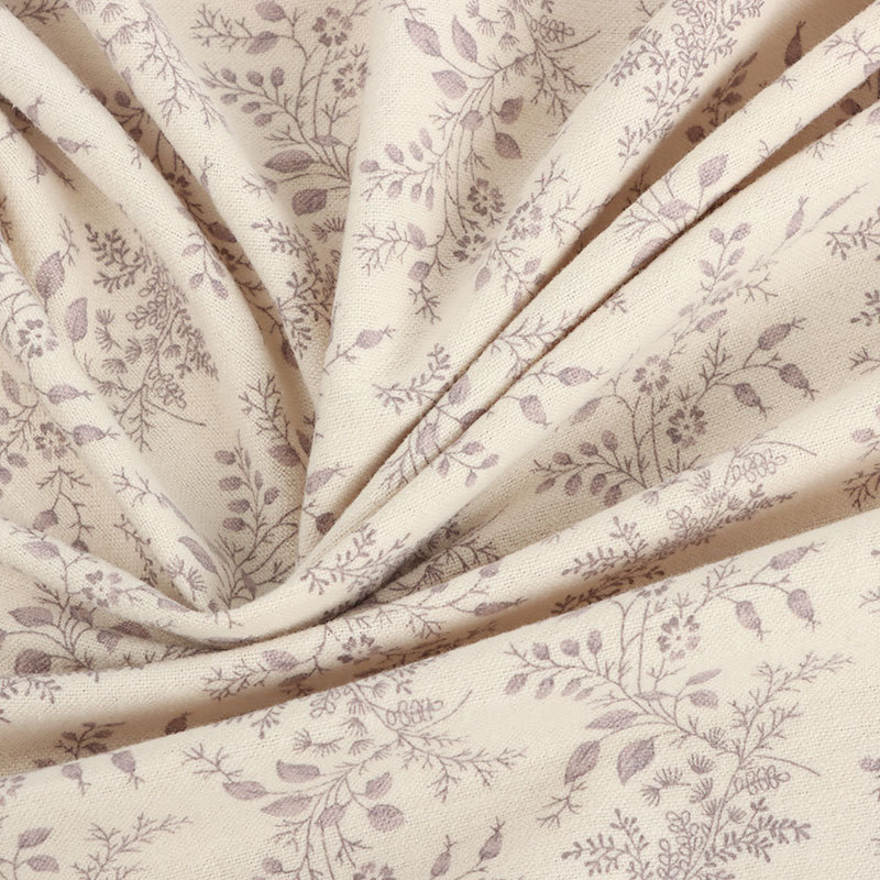 Picture of in stock orchid flower water paste printing cotton vintage floral cloth autumn and winter casual wear fashion dress fabric