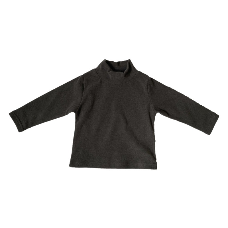 GL-kids Korean Autumn and Winter New Children's Half-High Collar Long-Sleeved Base Shirt for Boys and Girls Solid Color Thickened Top