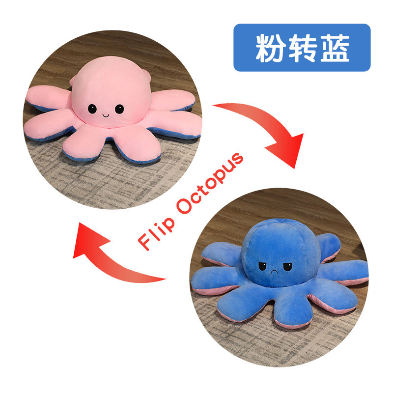 Picture of Soft Cute Giant Flip Big Octopus Doll Funny Double-Sided Expression Octopus Plush Toy Girl Gift