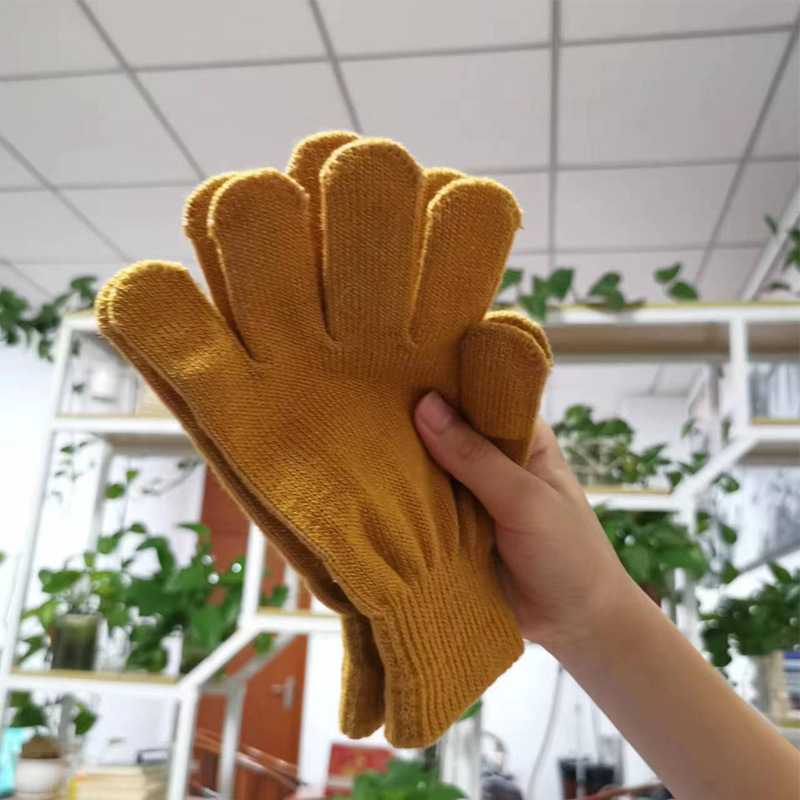 Autumn and winter casual all-match comfortable fashion warm factory Special Offer Super Discount gloves solid color knitted wool gloves