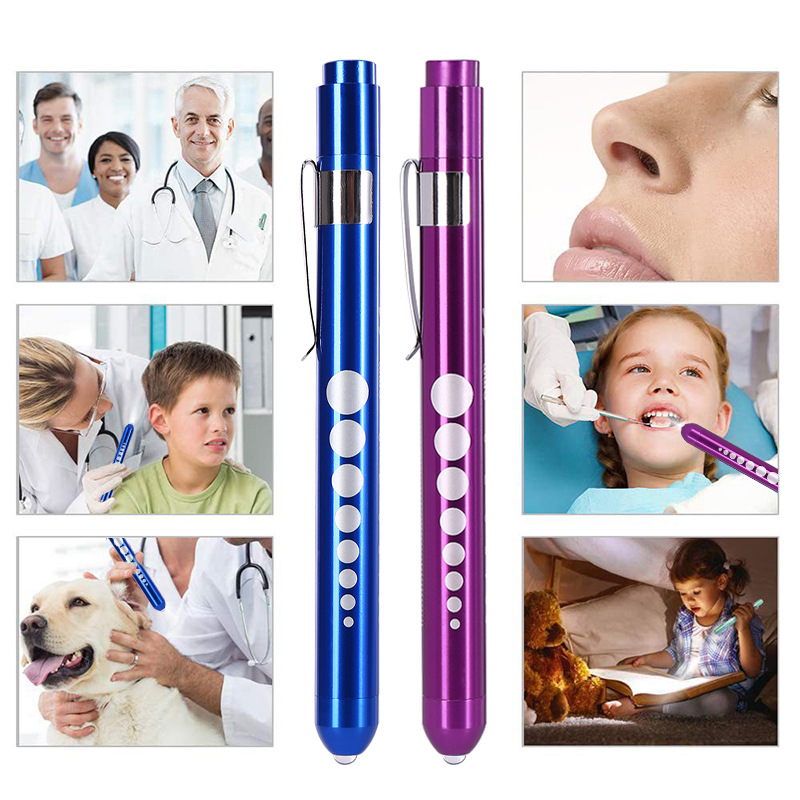 Pupil Pen Light Led Yellow and White Light Medical Oral and Facial Examination Pen Light Aluminum Alloy Flashlight Observation Light Torch