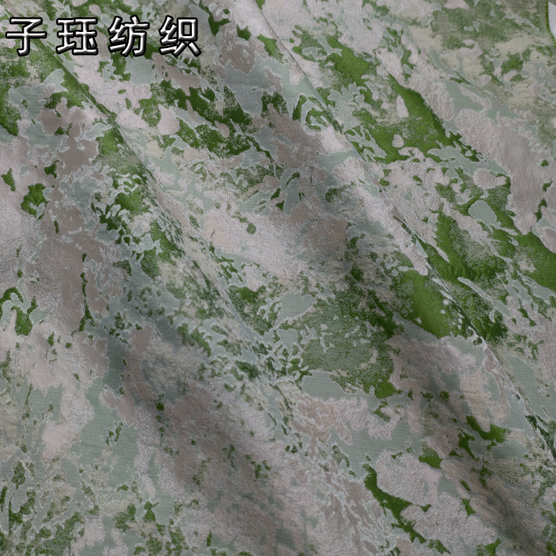 Spring pink and green texture embossed jacquard fabric Retro oil painting style dress bag decoration yarn-dyed fabric