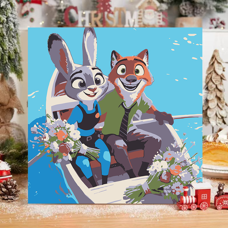 Picture of The child prodigy of Naohai diy digital oil painting manual coloring animation Ao C Naozha oil painting decorative painting