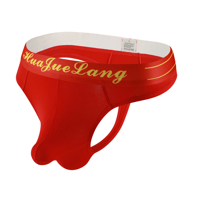Men's Underwear Thong Solid Color Cotton Accentuated Sexy Breathable Low Waist Men's Underwear