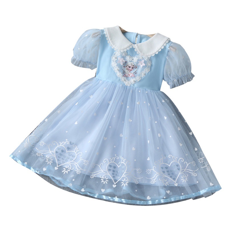2025 New Princess Aisha Dress Children's Summer Doll Collar Beaded Dress Cotton Baby Gauze dress