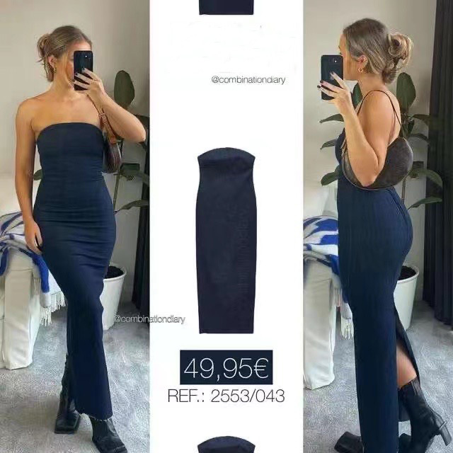 2023 Summer New European and American Style Women's Fitted Strapless Denim Dress New Slim Fashion European and American Trend