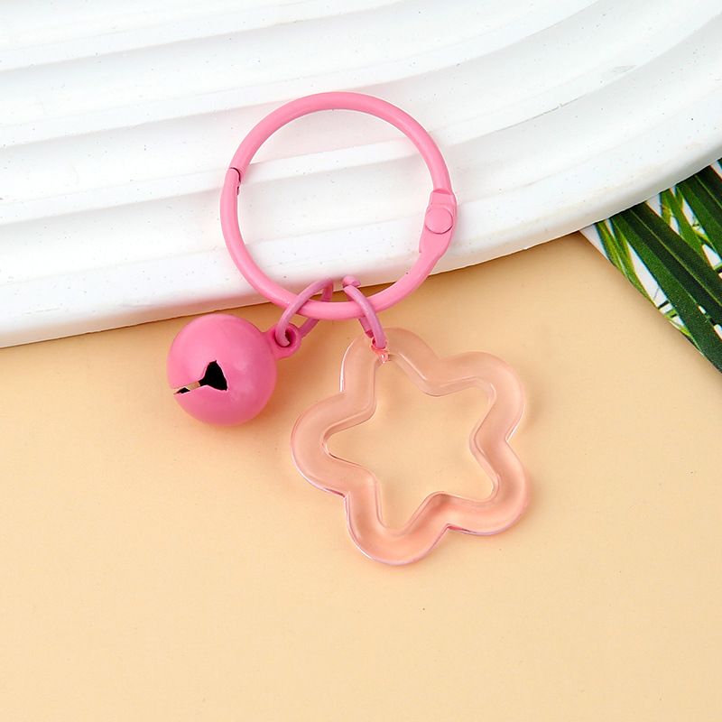 Picture of Korean Style Hyun-a Small Fresh Color Small Flower Bell Keychain Tanabata Gift Key Ring Bag Women's Hanging Accessories