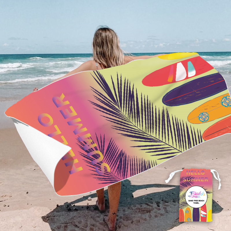Picture of New Cross-Border Amazon European and American Double-Sided Velvet Quick-Drying Bath Towel Customizable Printed Towel Beach Swimming Beach Towel