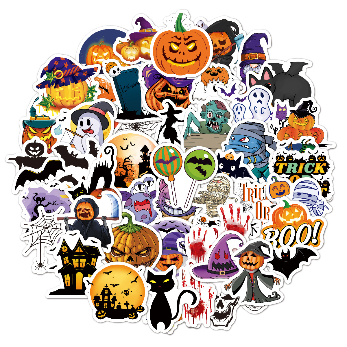 Picture of Halloween Stickers 2025 Holographic Laser Suitcase Water Cup Holiday Party Decoration Halloween Waterproof Stickers