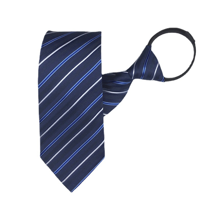 Picture of Men's tie business lazy striped zipper Korean version of wholesale formal jacquard polyester yarn-dyed 8cm easy to pull professional