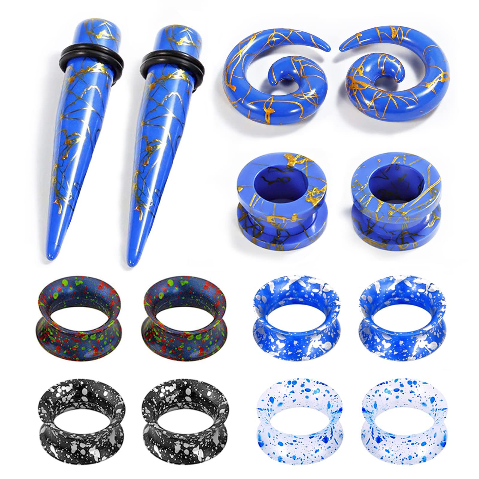 Cross-border 7 Pair Acrylic Ear Snail Pointed Cone Silicone Earrings Blue Piercing Jewelry Combination suit Amazon