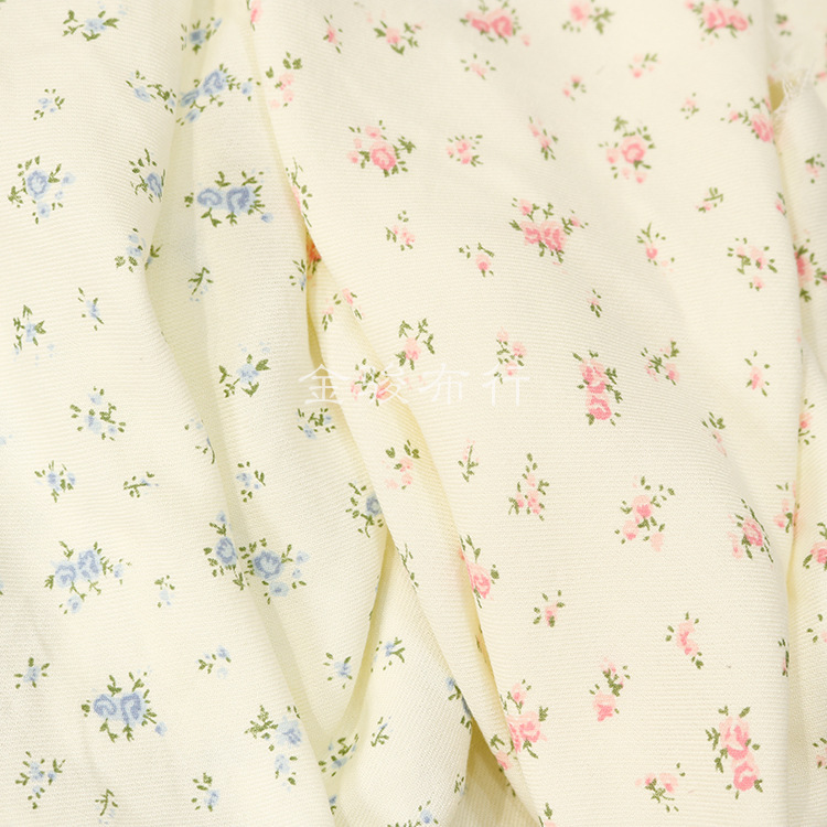 Pastoral Refreshing Viscose Blended Soft Floral Cloth Women's Home Clothes Double-sided Slant Washed Non-elastic Woven Cloth