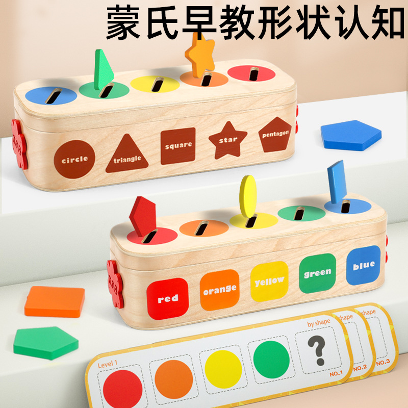 Montessori Early Education Geometric Shape Color Classification Teaching Aids Children's Coin Matching Cognitive Baby Educational Toys Building Blocks
