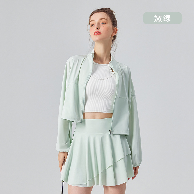 Picture of Vertical Collar Pocket Cool-feeling Sunscreen Clothing UV-resistant Women's Outdoor Sports Fitness Jacket Loose Breathable Casual Top