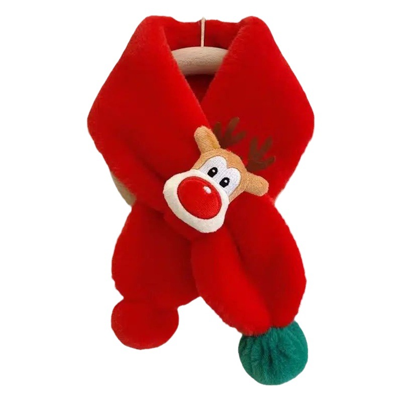 Children's Winter Warm Plush Scarf, Thickened Windproof Neck Warmer for Boys and Girls, Japanese and Korean Style, Sweet and Cute