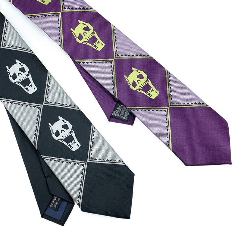 Japanese Version of Jojo Tie Wonderful Adventure Cos Kira Yoshikage Skull Black Gray Purple Anime Tie Peripherals