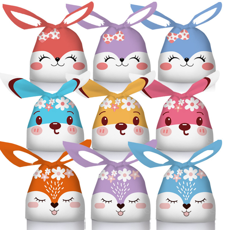 New Original cartoon rabbit ears plastic bag biscuit baking packaging bag snowflake crisp nougat gift bag 50