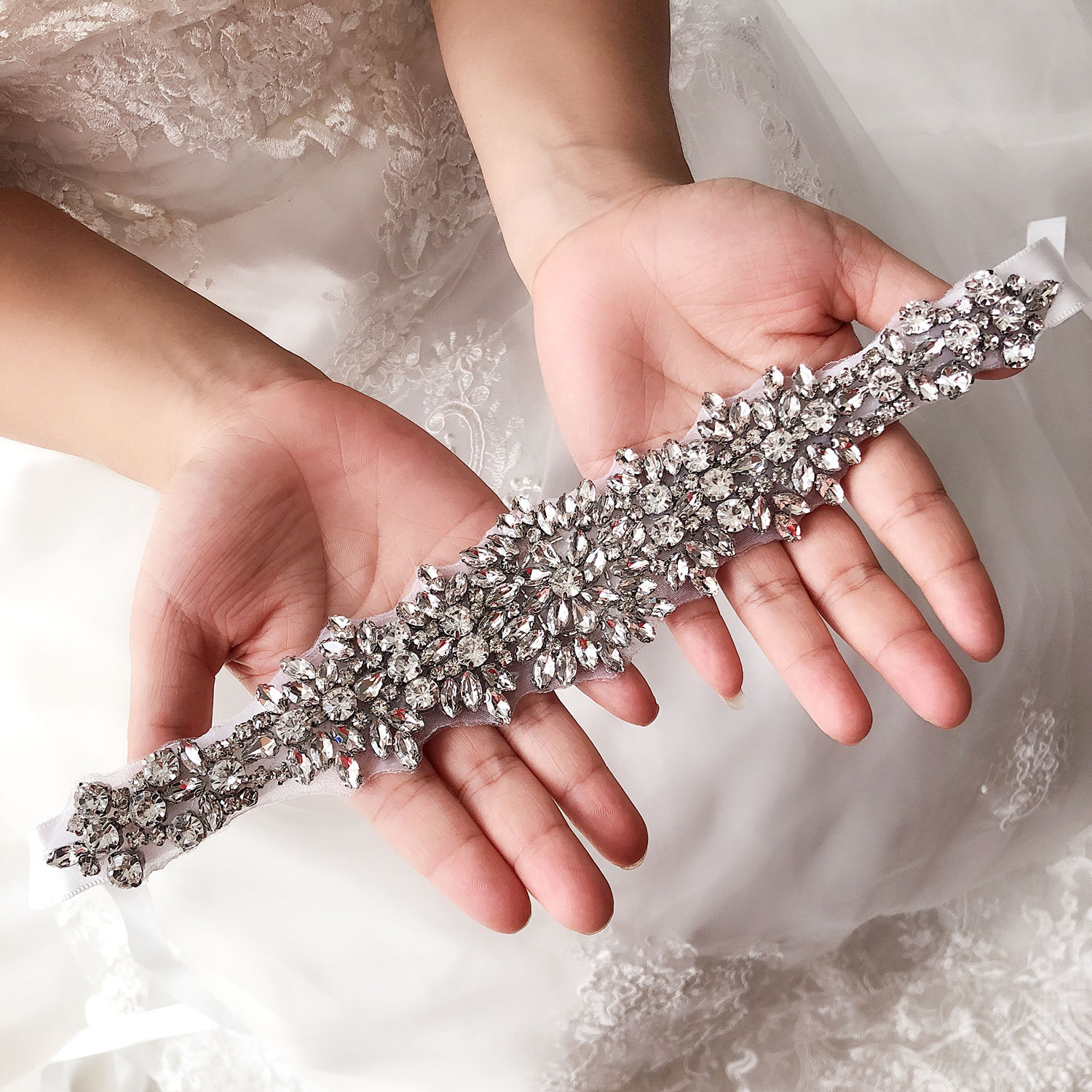 XW74 European and American Bride Handmade Nail Belt Luxury Rhinestone Bridesmaid Dress Waist Cover Professional Cross-border Supply