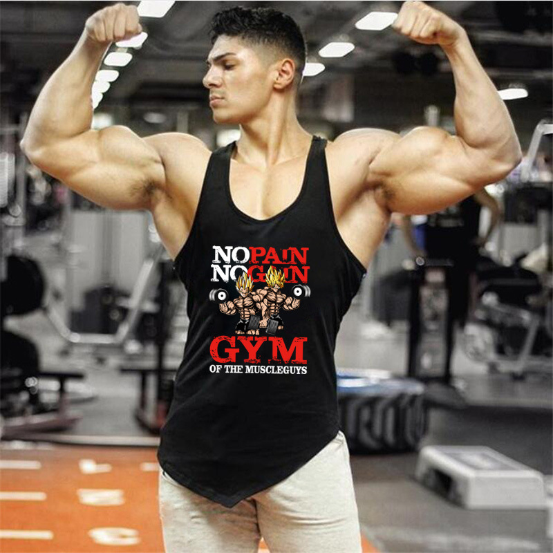 Super muscle Saiyan fitness sports vest men's bodybuilding pure cotton sweat-absorbent slim I-shaped vest